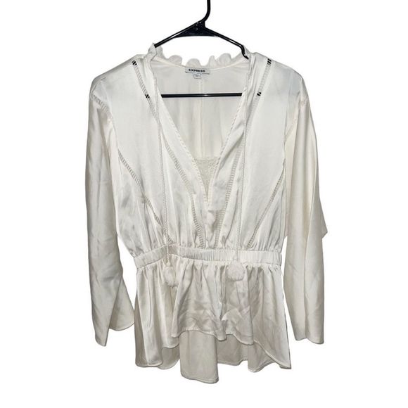 ExpressâIvory Satin Blouse - Picture 1 of 5